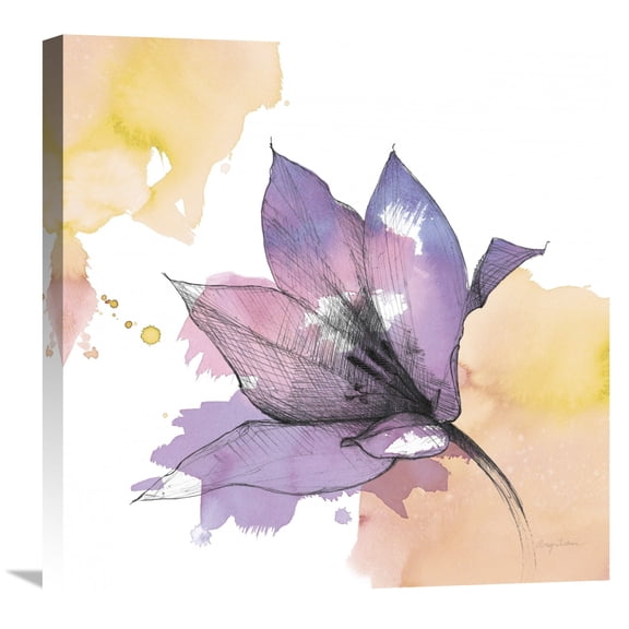 Global Gallery Avery Tillmon 'Watercolor Graphite Flower IX' Canvas Wall Art