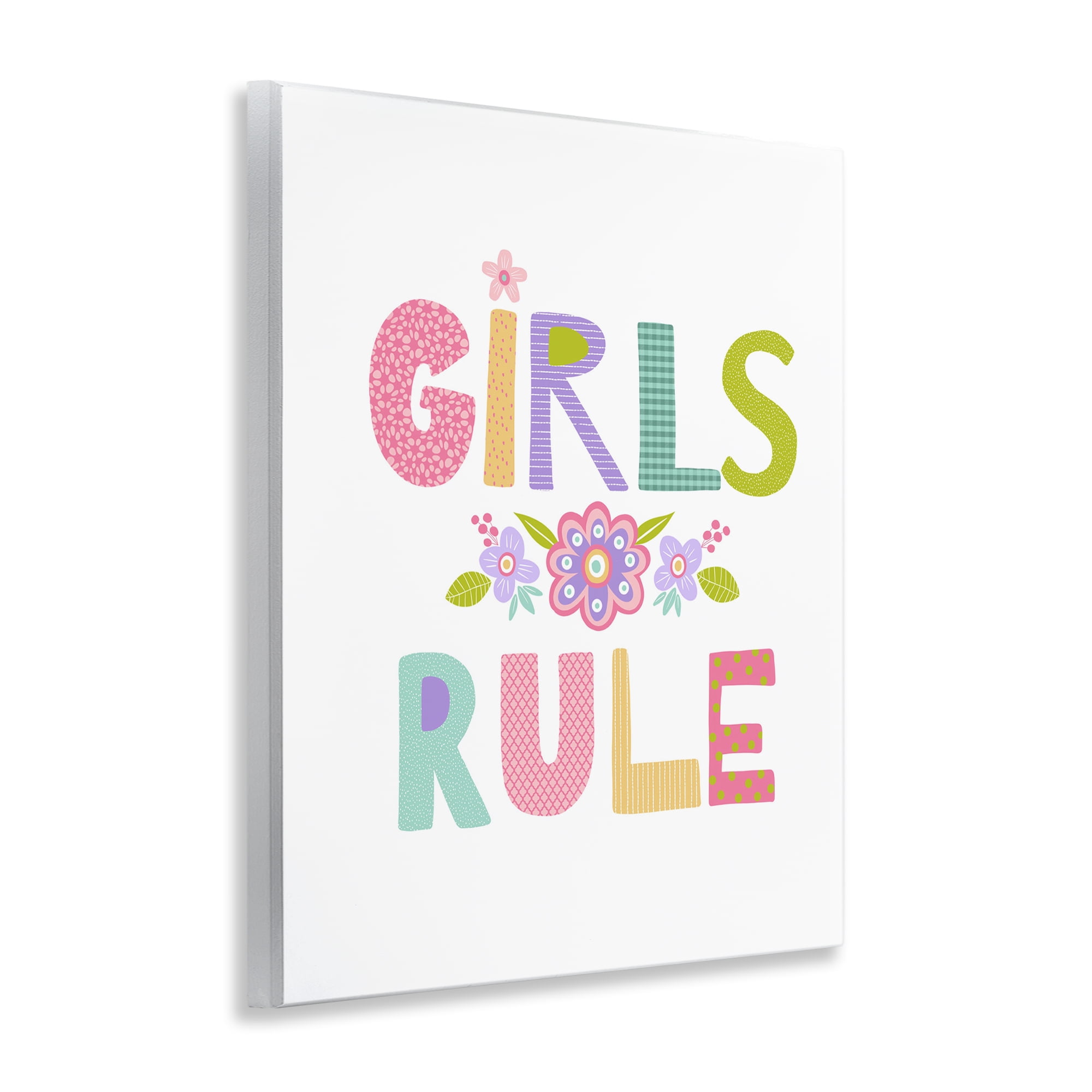 Stupell Industries Girls Rule with Flowers Botanical & Floral Painting Unframed Art Print Wall Art, 11 x 14