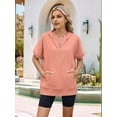 thumbnail image 5 of Women'S Loose Zip Hooded T-Shirt Pink L, 5 of 7