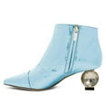 thumbnail image 2 of XYD Women Classic Crystal Low Heel Ankle Boots Pointed Closed Toe Side Zipper Short Booties Party Fashion Shoes Size 11.5 Blue, 2 of 5
