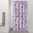 thumbnail image 2 of Butterfly and Purple Orange Pattern Modern Waterproof Shower Curtain Set with 12 Hooks, Washable Decorative Bathroom Shower Curtain, 2 of 6