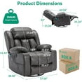 thumbnail image 2 of VIVIJASON Manual Swivel Rocking Glider Recliner Chair with Heat & Vibration Massage, 360° Swivel Overstuffed Reclining Chair with 2 Cup Holders, Side Pockets & USB Ports for Living Room, Gray, 2 of 7