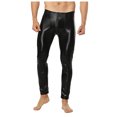 thumbnail image 2 of Pantalones moldeadores para hombre, informales, lisos, con cremallera, a la moda, elásticos, de cuero, 2 of 9