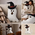 thumbnail image 6 of geerera Halloween Witch Hat Ghost Throw Pillow, Cute Ghost Shaped Cushion with Black Hat Decorative Pillow for Couch Bed, 6 of 6