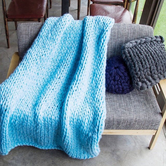 Thick Crochet Chunky Cable Knit Blanket Beautiful Handmade Cover Yarn Wool Bulky Bed Spread Throw For Home Decor
