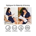 thumbnail image 5 of Ekouaer Nightgowns for Women Bamboo Viscose Sleep Shirts Button Down Night Shirt Short Sleeve Boyfriend Pajama Dress, 5 of 6