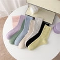 thumbnail image 4 of Calcetines de mujer estilo japonés para niña, calcetines apilados de punto de color macarrón dulce, calcetines medianos de color sólido estilo crema, 4 of 6