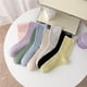 thumbnail image 4 of Calcetines de mujer estilo japonés para niña, calcetines apilados de hilo de color macarrón dulce, calcetines medianos de color sólido estilo crema, 4 of 6