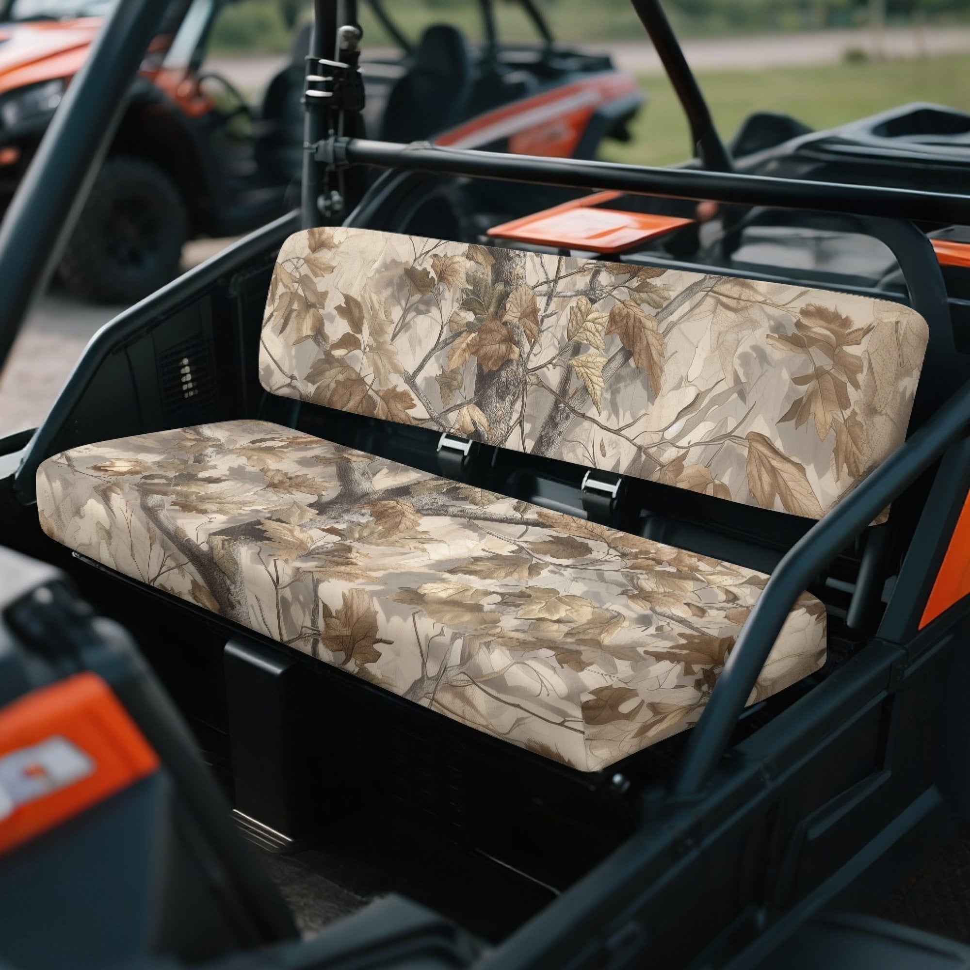 ZIATUBLES Autumn Tree Leaf Print UTV Seat Covers 2 Pack, Waterproof Polyester Replacement Front Bench Seats Covers, Wear-Resistant UTV Outdoor Accessory Part for Kawasaki Mule