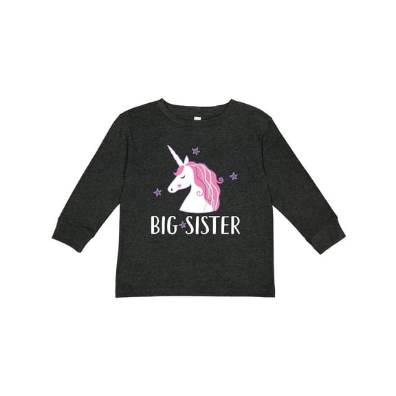 Inktastic Big Sister Unicorn Girls Long Sleeve Toddler T-Shirt