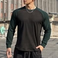 thumbnail image 5 of Pxiakgy polo shirts for men Men's Solid Color Matching Outdoor Casual Round Neck Long Sleeve Sports Pullover Outdoor Running Fitness Slim Fit Thick Base Shirt mens polo shirts Green + S, 5 of 7