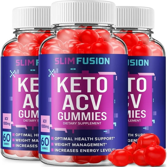 3 Pack Slim Fusion Keto ACV Gummies - Advanced Formula Slim Fusion Keto Plus ACV Gummies Apple Cider Vinegar Slim Fusion ACV Dietary Supplement Men Women 180 Gummies