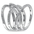 thumbnail image 2 of Diamond Crossover Ring, Triple Row Diamond Ring, Women's Partywear Cocktail Diamond Ring, Pave Set Diamond Band, 2.2 Ct Simulated Diamond, 925 Sterling Silver, Wedding Gift Ring, 2 of 5