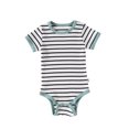 thumbnail image 2 of Newborn Onesies Girl Girls Summer Short Sleeve Striped Romper Baby Bodysuit Green 3-6 Months, 2 of 8