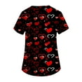 thumbnail image 3 of Valentine Day Scrubs for Women V Neck Plus Size Love Heart Print Medical Scrub Tops Short Sleeve Cute Nursing Uniforms with Pockets Wine 3XL, 3 of 5