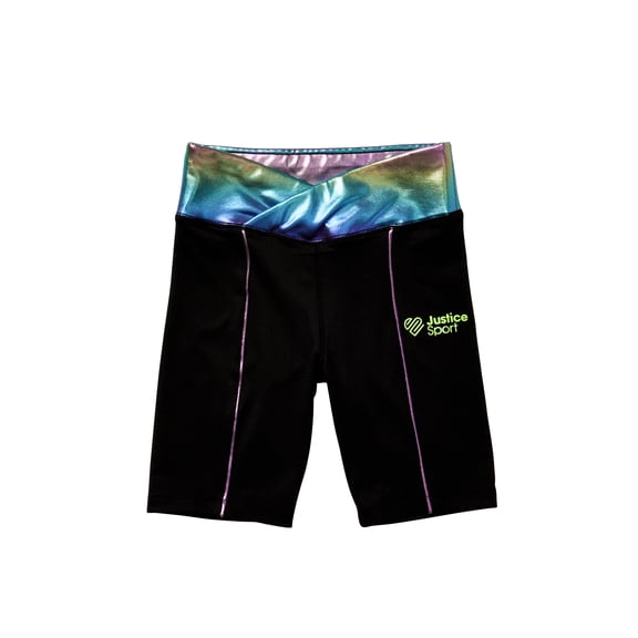 Justice Girls J-Sport Cross Waistband Piped Active Bike Short, Sizes XS-XXL