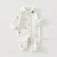 thumbnail image 2 of Baby Romper Sleeper Zipper Long Sleeve Cartoon Print Footless Pajamas Snug Fit Comfortable Kids Outfit Baby Playsuit,12-18 Months,Z8-White, 2 of 5