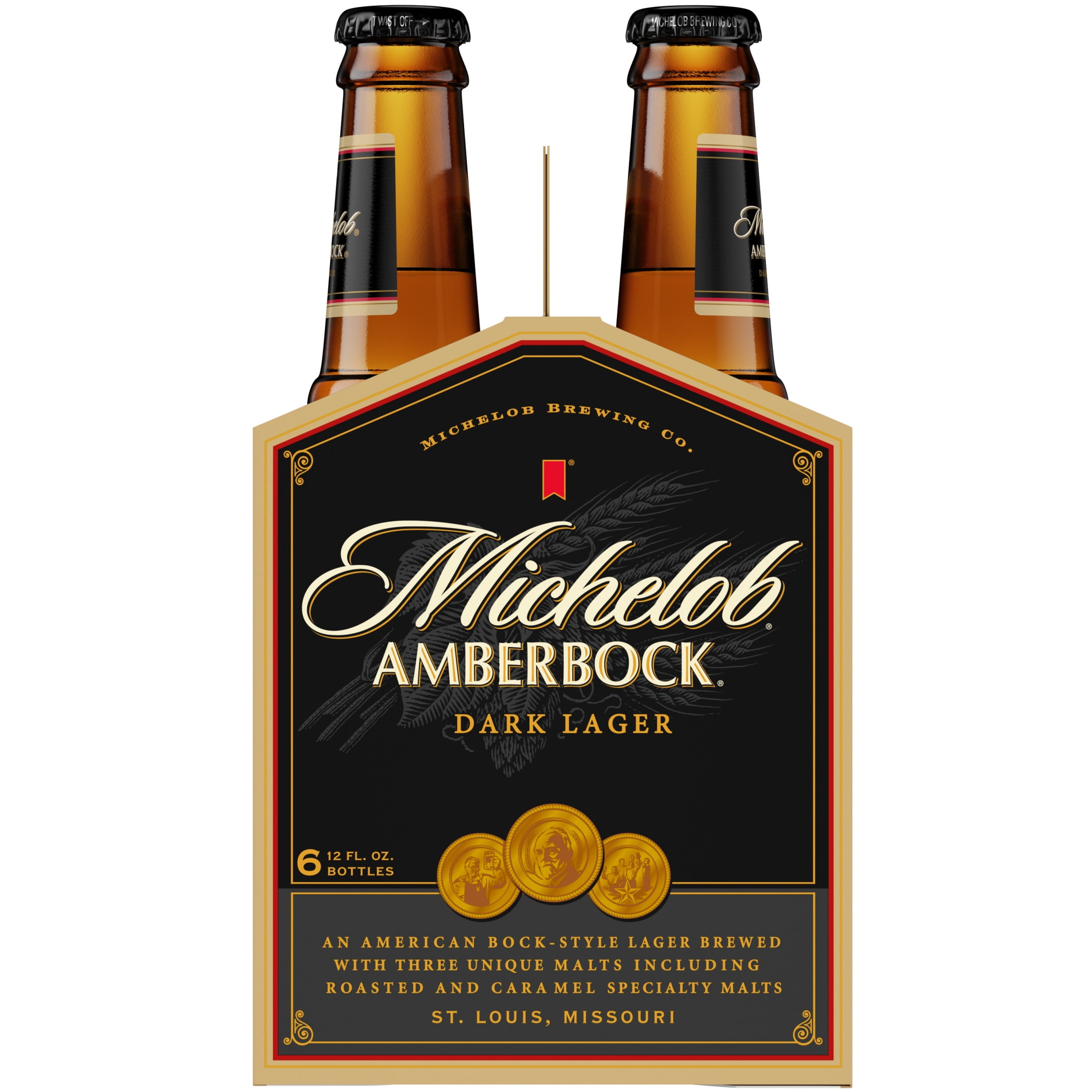Michelob American Dark Lager Beer 6 pack 12 fl oz Glass Bottles 5.2% ABV