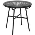thumbnail image 1 of Outsunny Rattan Side Table w/ PE Rattan and Tempered Glass Top, Black, 1 of 10