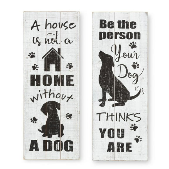 Set of 2 White and Black Contemporary Dog Wall Decor 31.75"