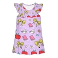 thumbnail image 4 of WOYY Girls Flutter Sleeves Cute Dress Cartoon Graphic Print School Dresses, Sizes 1-12, 4 of 5