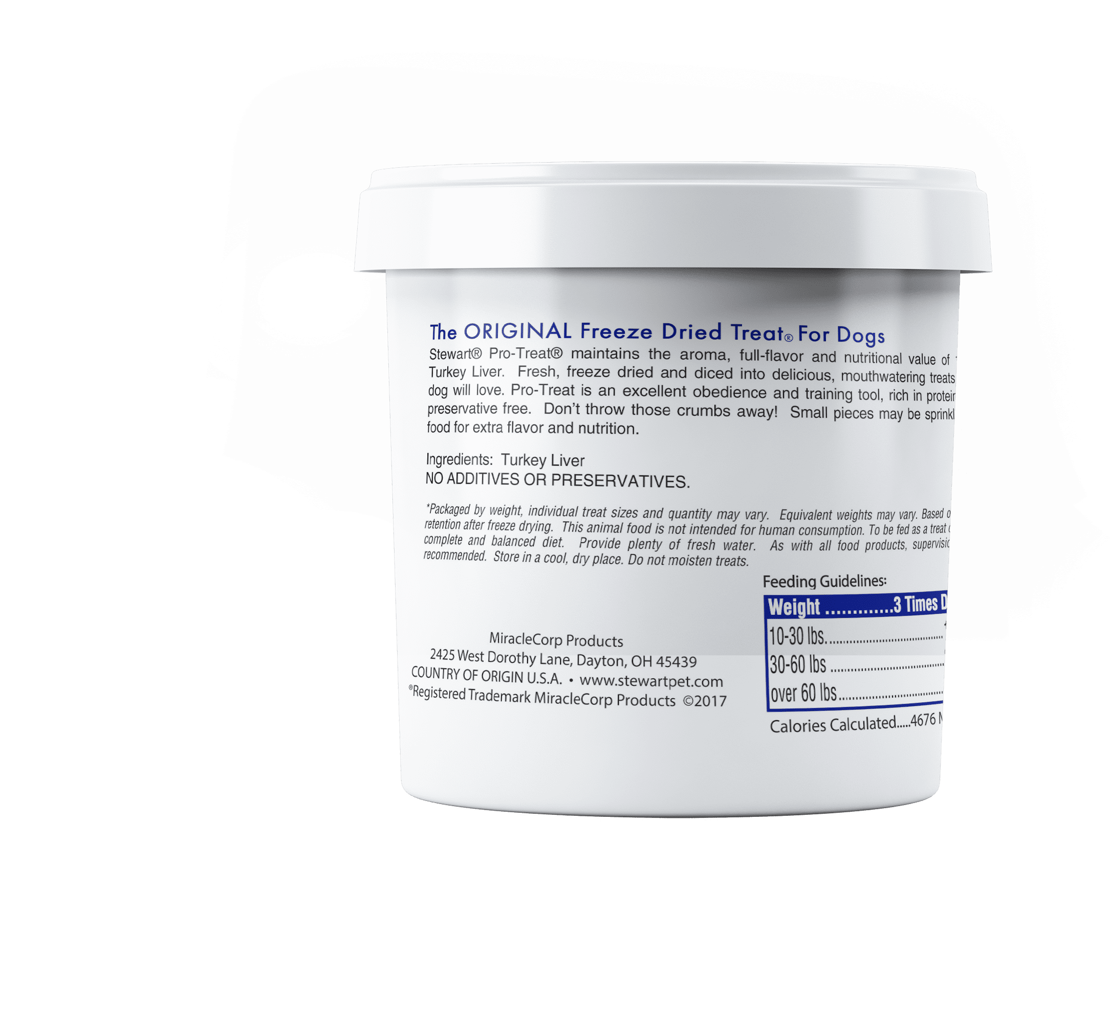 Stewart Pro-Treat Freeze Dried Turkey Liver Dog Treats, 16.8 oz. Tub
