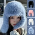 thumbnail image 2 of Mosey Women Winter Imitation Mink Lei Feng Hat Solid Color Plush Hat Thickened Warm Ski Coldproof Earflap Hat, 2 of 8