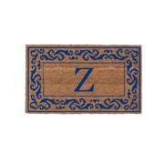 CocoMatsNMore Monogram R Vinyl Backed Blue Rolling Scrolls Border Doormats 18" x 30"