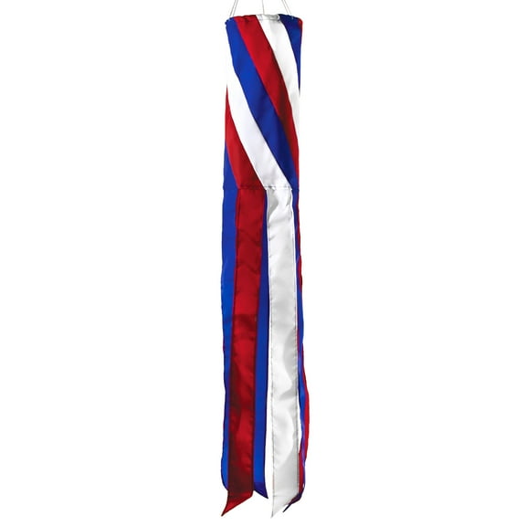 In the Breeze 4795 — Patriot Diagonal Windsock, 40-Inch — Colorful Patriotic Hanging Garden Decoration — Red, White and Blue Decor