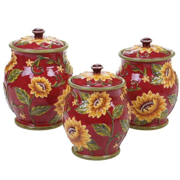 Sunset Sunflower Canister Set 3 pc. - Walmart.com - Walmart.com