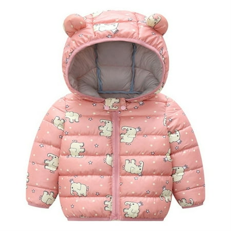

2-7Y Kids Baby Boy Girl Ultralight Winter Snow Hooded Jacket Coat Toddler Cartoon Dinosaur Puffer Down Outwear