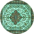 thumbnail image 1 of Ahgly Company Indoor Round Persian Turquoise Blue Traditional Area Rugs, 3' Round, 1 of 4