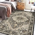 thumbnail image 4 of General Washable Oriental Area Rug - 5x8 Rugs for Living Room Soft Carpet for Bedroom Waterproof Floral Distressed Indoor Stain Resistant Non-Shedding Floor Carpets (Black/Grey, 5x8), 4 of 12