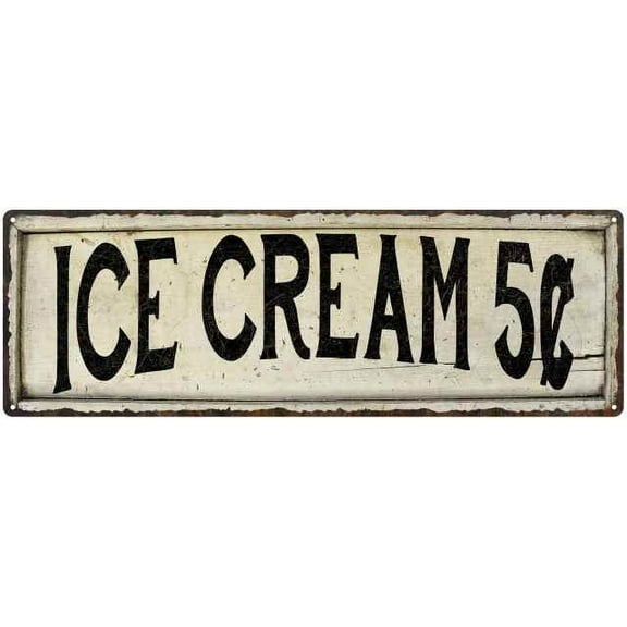 ICE CREAM 5? Farmhouse Style Wood Look Sign Gift 6x18 Metal Decor 106180028205
