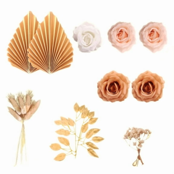 Palm Leaf Cake Topper Cake Decorations Rose Flower Ball Cupcake Toppers for Birthday Wedding Baby Shower Party Decor