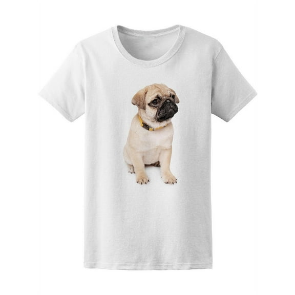 Cute Pug Puppy Looking Tee Women's -Image by Shutterstock