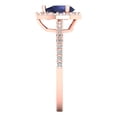 thumbnail image 3 of 0.755 ctw with Simulated Diamond Halo Accents Anniversary Ring for Women | Pear Cut Simulated Blue Sapphire | Hyperallergenic Solid 18K Rose Gold, 3 of 5