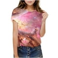 thumbnail image 4 of Kids Space Galaxies T Shirts Short Sleeve 3D Graphic Tees Shirts Funny Crew Neck T-Shirts Neon Novelty Clothes Pink， 5 Years, 4 of 7
