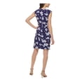 thumbnail image 2 of JESSICA HOWARD Womens Navy Ruched Zippered Lined Floral Cap Sleeve Round Neck Above The Knee Wear To Work Sheath Dress Petites 6P, 2 of 4