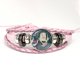 thumbnail image 4 of Jujustu Kaisen-pulsera de cuero rosa, brazalete multicapa con botón de cabujón de cristal, Gojo Satoru, Choso Geto, 4 of 5