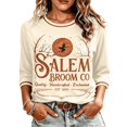 thumbnail image 2 of Halloween Tops for Women Funny Vintage Witch Graphic Tees Tops Casual Crewneck 3/4 Length Sleeve Witch Shirt for Halloween Party Costumes Fall Events and Casual Wear, 2 of 4