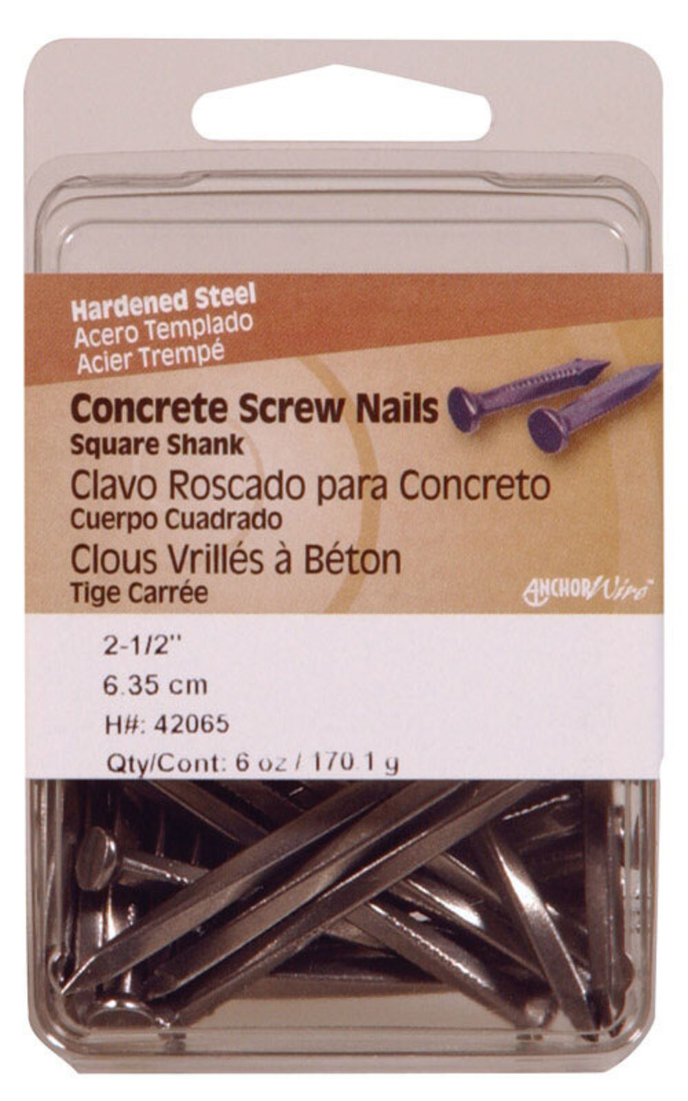 Hillman Concrete Screw Nails 2-1/2 " Square Steel Clamshell Pack of 5 - image 2 of 2