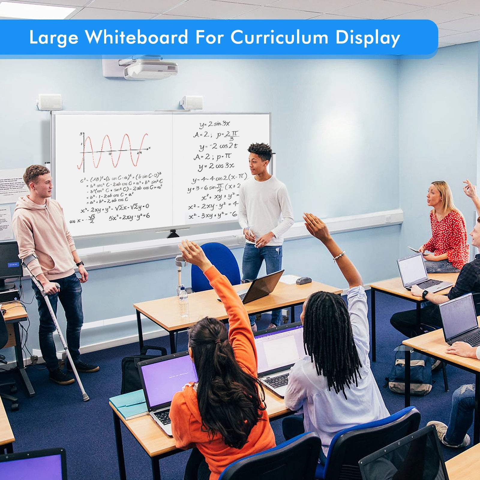 Maxtek Rolling Whiteboard, 72x40 Large Double-Sided White Board Dry Erase on Wheels, Giant Magnetic White Board Standing for Office, School, Home Office, Homeschool(72 x 40)