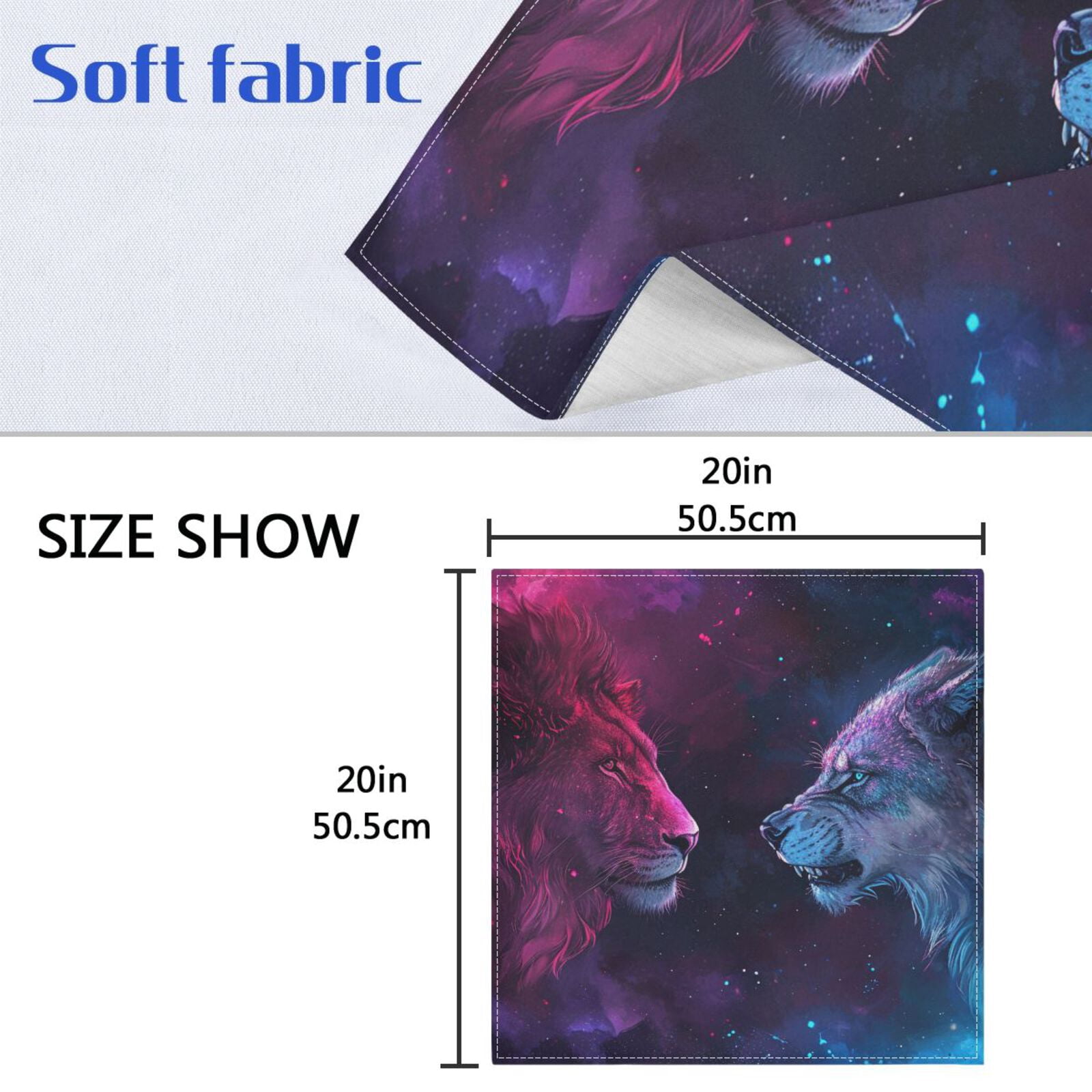 JSTEL Lions Nebula Cloth Napkins Set of 6, 20x20 Inch Washable and Reusable Napkin for Decoupage Dinner Party Everyday Use