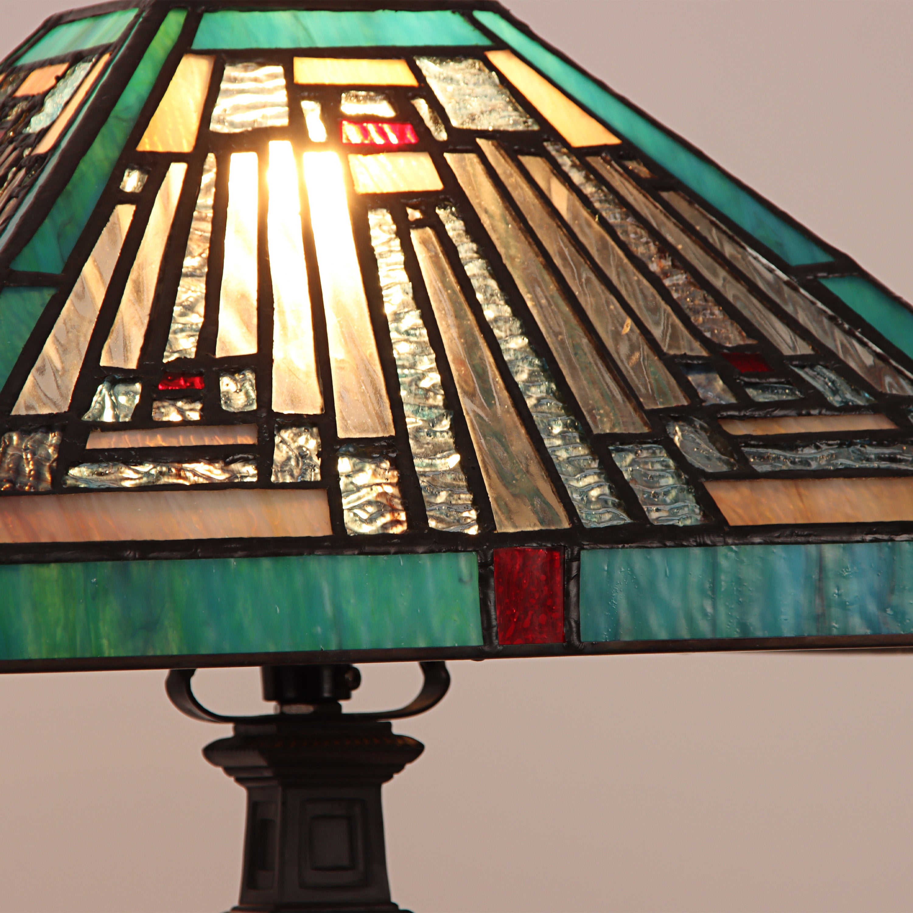 Radiance Goods Mission Tiffany-Style Blackish Bronze 1 Light Table Lamp 12" Wide
