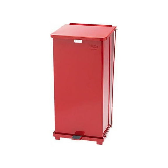 Rubbermaid Commercial ST24EPLRD Defenders Biohazard Step Can, Square, Steel, 24 gal, Red