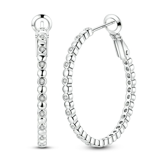 MULA European Original Solid 925 Sterling Silver Round Hoop Earrings AAA CZ For Women Jewelry Birthday Gift
