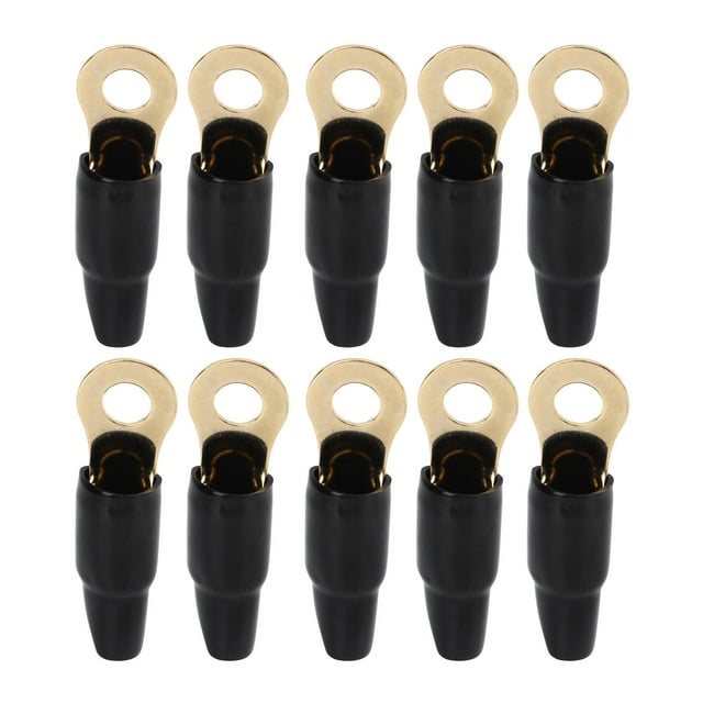10 piezas de terminales de cable de cobre Conectores de terminal de anillo de batería Calibre 0 de 12 mm para caja de distribución Inicio Vehículo