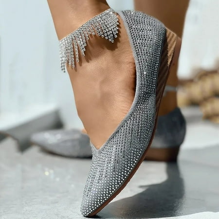 

Christmas Allover Rhinestone Slip On Loafers For Women Casual Shoes Single Shoes