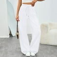 thumbnail image 4 of WULMLEO Womens Wide Leg Sweatpants Baggy Loose Fall Barrel Casual Lounge Athletic Pants Comfy Teen Girl Cute y2k Joggers White XS, 4 of 7